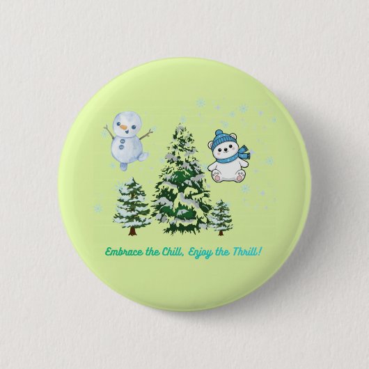 Opwindend winterlicht groen ronde button 5,7 cm (Voorkant)