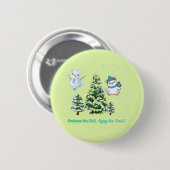 Opwindend winterlicht groen ronde button 5,7 cm (Voorkant /achterkant)