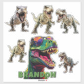 Opwindende Dinosaurus Gepersonaliseerde Naam Sticker (Vel)