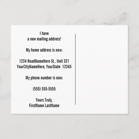 Opwindende & Kleurrijke Nieuw-Thuis Ansichtkaart Aankondigingskaart (Achterkant)