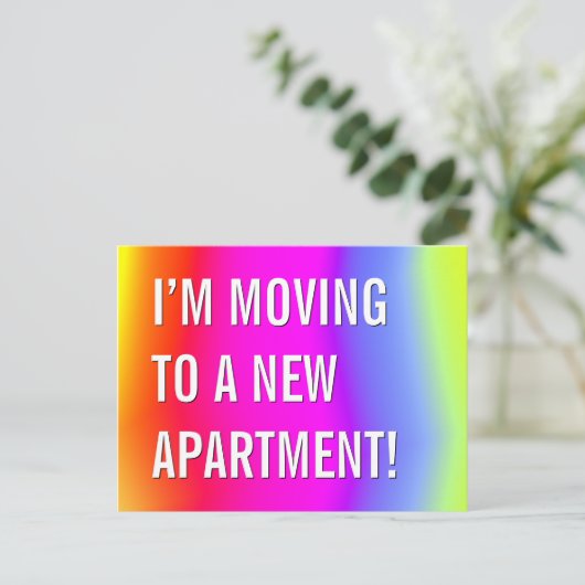 Opwindende & Kleurrijke Nieuw-Thuis Ansichtkaart Aankondigingskaart (Staand voorkant)