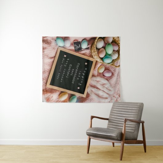 Opwindende Pasen zwangerschapsaankondiging Wandkleed (In Situ (horizontaal))