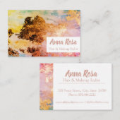 * Opwindende Waterverf Abstract Blauw Goud Roze Visitekaartje (Voorkant / Achterkant)