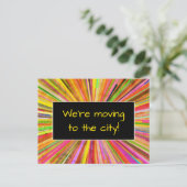 Opwindende "We verhuizen naar de stad!" Ansichtkaa Aankondigingskaart (Staand voorkant)