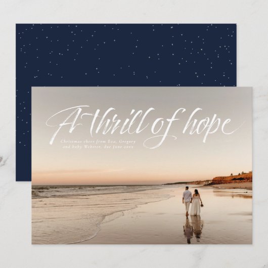 Opwinding van hoop modern script religieuze foto feestdagenkaart (Voorkant / Achterkant)