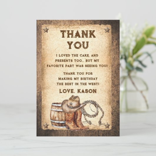Opzadelen Land Western Cowboy Bedankkaart (Staand voorkant)