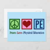 Opzetbare PE Teacher Peace Love Physical Education Briefkaart (Voorkant / Achterkant)