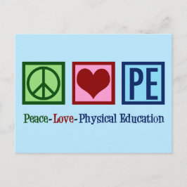 Opzetbare PE Teacher Peace Love Physical Education Briefkaart