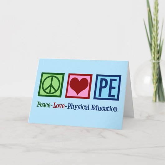 Opzetbare PE Teacher Peace Love Physical Education Feestdagen Kaart (Voorkant)