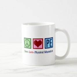 Opzetbare PE Teacher Peace Love Physical Education Koffiemok
