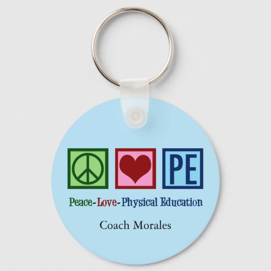 Opzetbare PE Teacher Peace Love Physical Education Sleutelhanger (Achterkant)