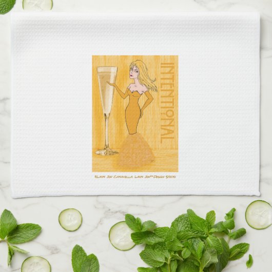Opzettelijke champagne Woman Kitchen Towel Theedoek (Gevouwen)