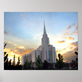 Oquirrh Mountain LDS tempel utah mormon sunset Poster