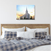 Oquirrh Mountain LDS tempel utah mormon zonsonderg Canvas Afdruk (Insitu (Slaapkamer))