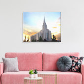 Oquirrh Mountain LDS tempel utah mormon zonsonderg Canvas Afdruk (Insitu (Woonkamer))