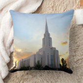 Oquirrh Mountain LDS tempel utah mormon zonsonderg Kussen (Deken)