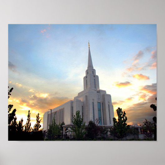 Oquirrh Mountain LDS tempel utah mormon zonsonderg Poster (Voorkant)
