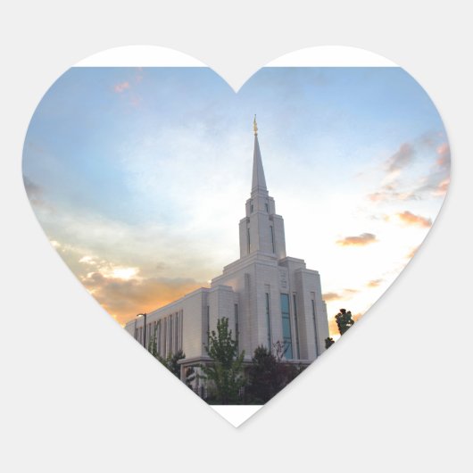 Oquirrh Mountain LDS Utah Tempel zonsondergang Hart Sticker (Voorkant)