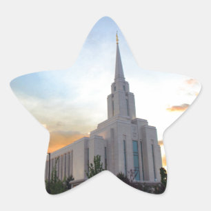Oquirrh Mountain LDS Utah Tempel zonsondergang Ster Sticker