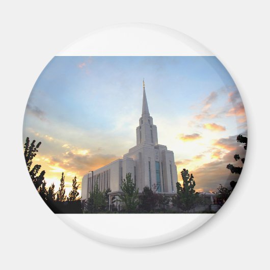 Oquirrh Mountain LDS Utah Temple sunset Magneet (Voorkant)