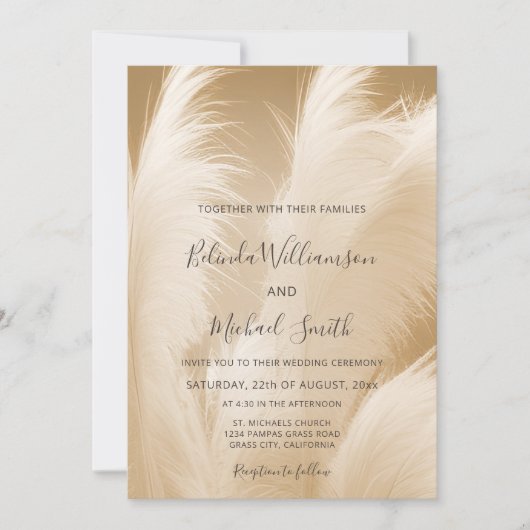 OR Code | Blush Beige Pampasgras Foto  Kaart (Voorkant)