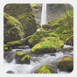 OR, Columbia River Gorge, Elowah Falls en Vierkante Sticker