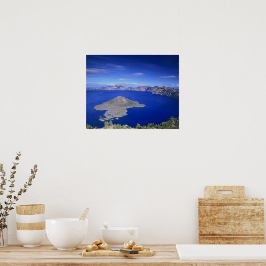 OR, Crater Lake NP, Wizard Island en Crater Poster (Keuken)