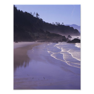 OR, Ecola SP, Indian Beach met ochtendnevel Foto Afdruk