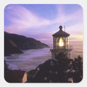 OR, Oregon Coast, Heceta Head Lighthouse, on Vierkante Sticker