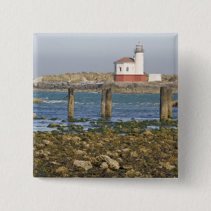 OR, Oregon-kust, Bandon, Coquille-rivier 2 Vierkante Button 5,1 Cm