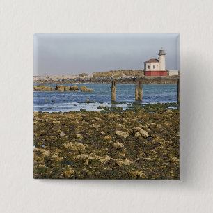 OR, Oregon kust, Bandon, Coquille rivier Vierkante Button 5,1 Cm