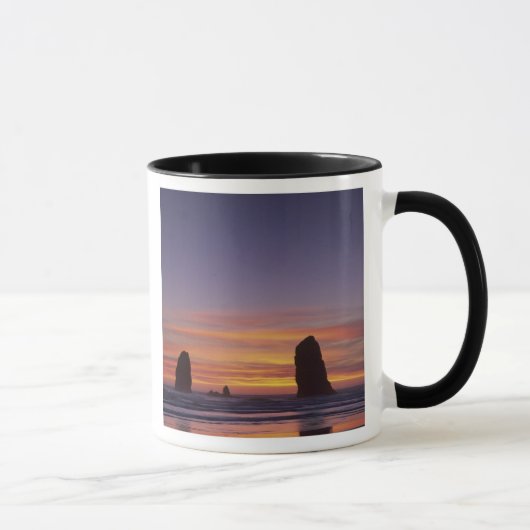 OR, Oregon-kust, Cannon Beach, zeestacks bij Mok (Rechts)