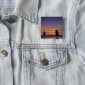 OR, Oregon-kust, Cannon Beach, zeestacks bij Vierkante Button 5,1 Cm (In situ)