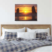 OR, Oregon-kust, Cannon Beach, zeestapels bij Canvas Afdruk (Insitu (Slaapkamer))