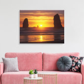 OR, Oregon-kust, Cannon Beach, zeestapels bij Canvas Afdruk (Insitu (Woonkamer))