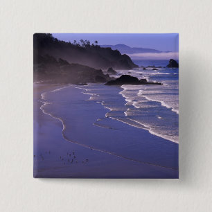 OR, Oregon-kust, Ecola SP, Indian Beach met Vierkante Button 5,1 Cm