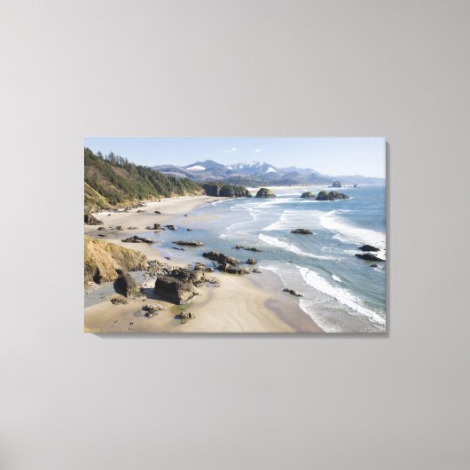 OR, Oregon-kust, Ecola State Park, Crescent 2 Canvas Afdruk (Voorkant)