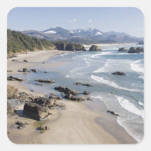 OR, Oregon-kust, Ecola State Park, Crescent 2 Vierkante Sticker (Voorkant)