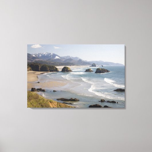 OR, Oregon-kust, Ecola State Park, Crescent Canvas Afdruk (Voorkant)