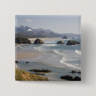 OR, Oregon kust, Ecola State Park, Crescent Vierkante Button 5,1 Cm
