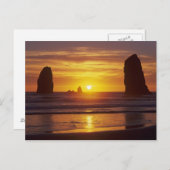 OR, oregonkusten, kanonstrand, zeehavens op 2 Briefkaart (Voorkant / Achterkant)