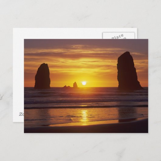 OR, oregonkusten, kanonstrand, zeehavens op 2 Briefkaart (Voorkant / Achterkant)