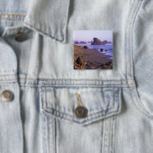 OR, oregonkusten, Myers Creek, rotsformaties Vierkante Button 5,1 Cm (In situ)