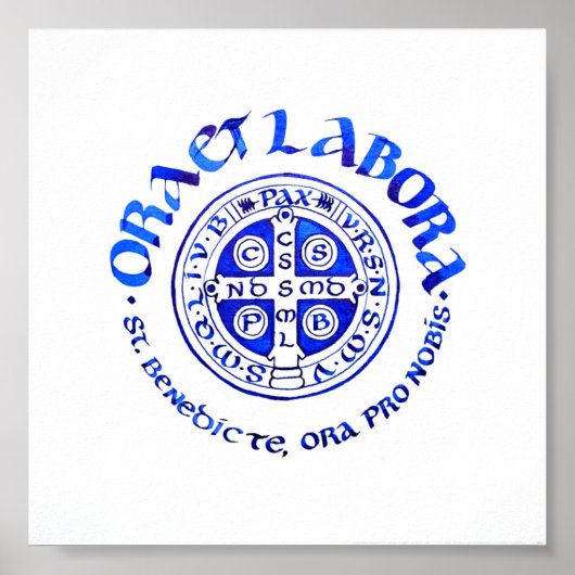 Ora et Labora - Blue Poster (Voorkant)