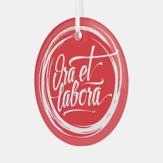 Ora et labora glas ornament (Voorkant links)