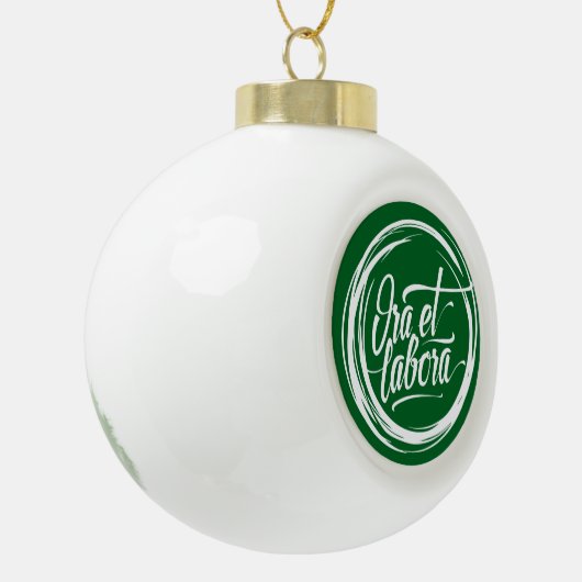 Ora et labora keramische bal ornament (Links)