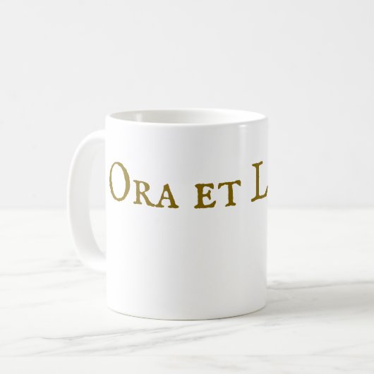 Ora et Labora koffiemok (Voorkant links)
