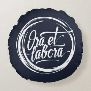 Ora et labora rond kussen