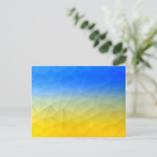 Oraal geel blauw geometrisch maaspatroon briefkaart (Staand voorkant)