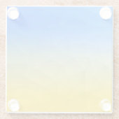 Oraal geel blauw geometrisch maaspatroon glazen onderzetter (Achterkant)